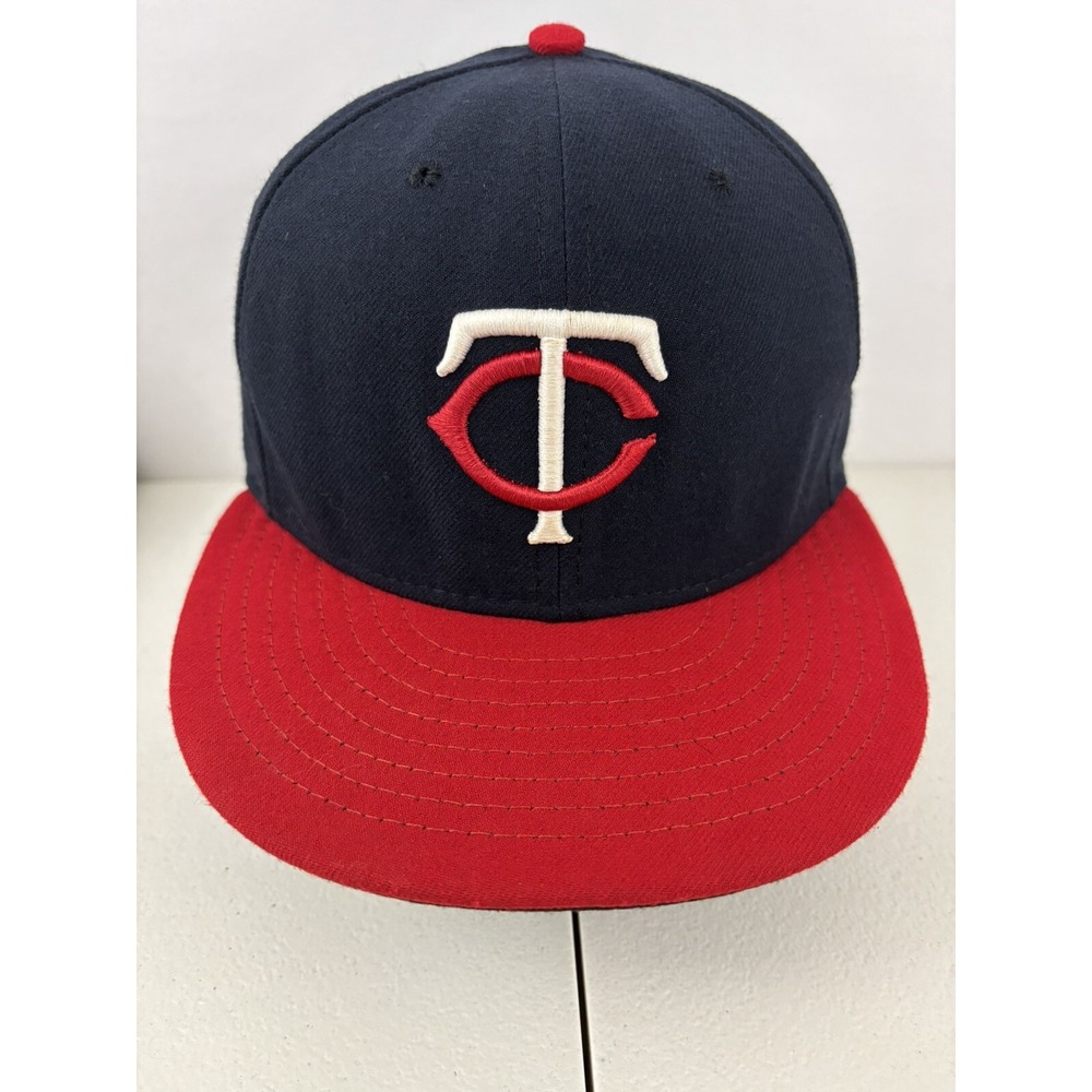Minnesota Twins New Era 59FIFTY MLB Hat Cap Navy Red Size 7 3/8